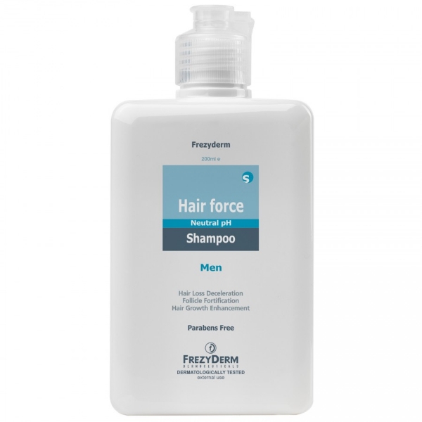 Σαμπουάν για ανδρική τριχόπτωση Frezyderm Hair Force Men 200ml για αδύναμα μαλλιά και τόνωση του τριχωτού