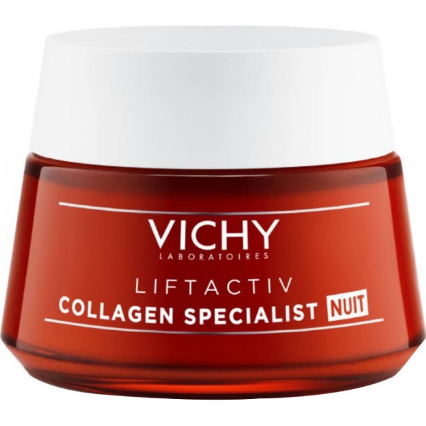 Αντιγηραντική κρέμα νύχτας Vichy Liftactiv Collagen Specialist Night 50ml για ρυτίδες, απώλεια σφριγηλότητας και φροντίδα της επιδερμίδας
