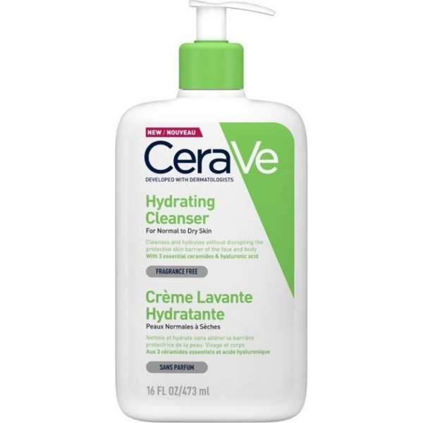 CeraVe Hydrating Cleanser ενυδατική κρέμα καθαρισμού προσώπου και σώματος για κανονική έως ξηρή επιδερμίδα 473ml