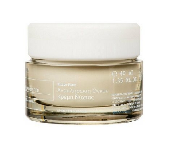 Korres White Pine κρέμα νύχτας για ώριμη επιδερμίδα και αναπλήρωση όγκου 40ml