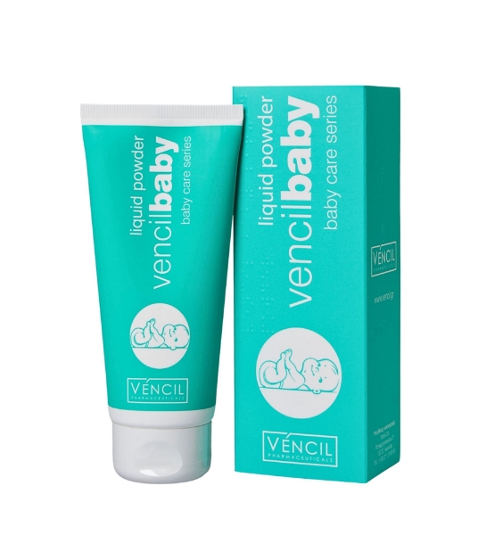 Προϊόν Vencil Baby Liquid Powder 100ml για αλλαγή πάνας και φροντίδα ευαίσθητης βρεφικής επιδερμίδας