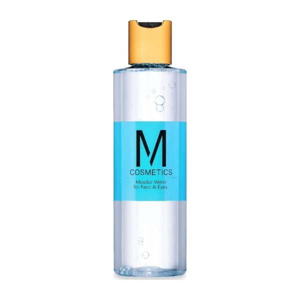 Νερό καθαρισμού micellar water M Cosmetics 200ml για πρόσωπο και μάτια με δράση ντεμακιγιάζ και απαλή φροντίδα