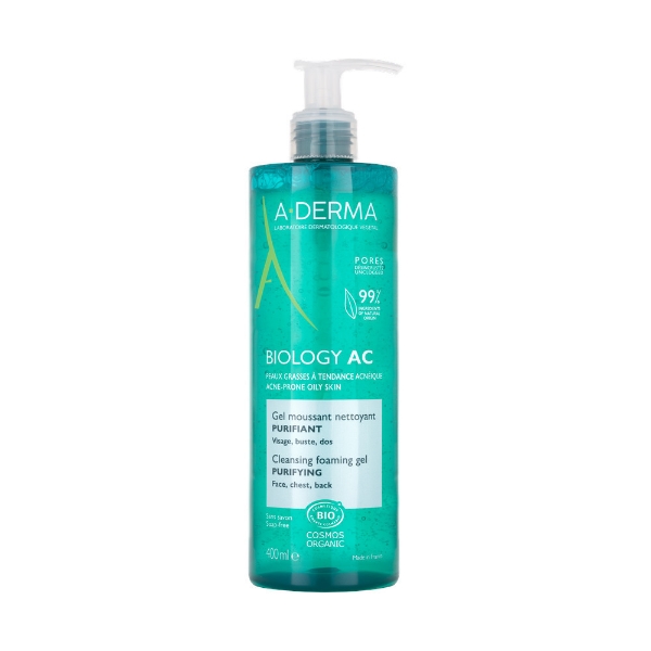 A-Derma Biology AC αφρίζον gel καθαρισμού για λιπαρό δέρμα με τάση ακμής 400ml