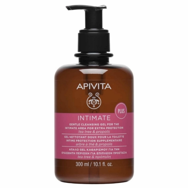Apivita Intimate Plus Gentle Cleansing Gel pH 4.5 για την ευαίσθητη περιοχή με tea tree και πρόπολη 300ml