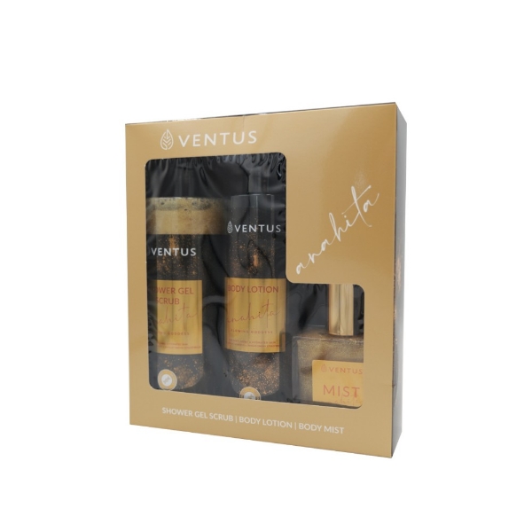 Σετ περιποίησης σώματος Ventus Anahita με Shower Gel Scrub, Body Lotion και Body Mist