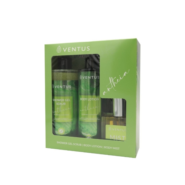 Σετ περιποίησης σώματος Ventus Antheia με Shower Gel Scrub, Body Lotion και Body Mist