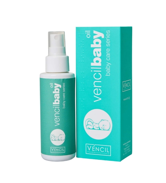 Βρεφικό λάδι Vencil Baby Oil 100ml για απαλό μασάζ, ενυδάτωση και καθημερινή φροντίδα της επιδερμίδας του μωρού
