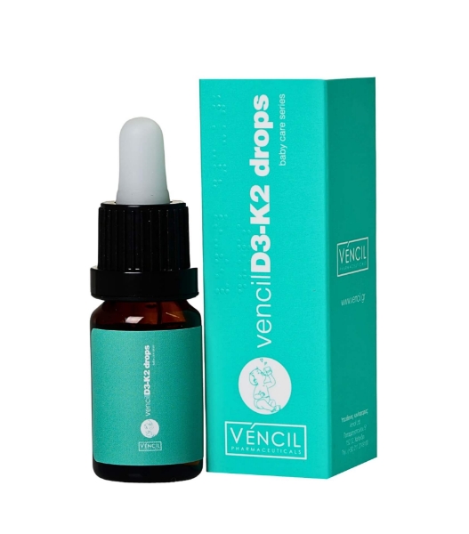 Συμπλήρωμα διατροφής Vencil D3-K2 Drops 10ml με βιταμίνη D3 και K2 σε σταγόνες για παιδιά
