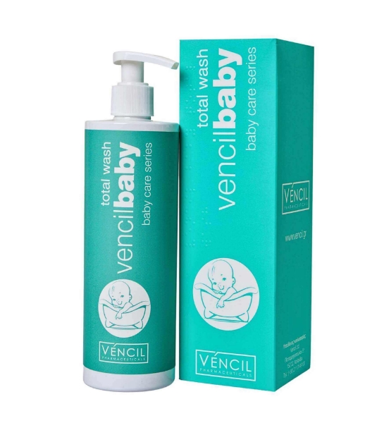 Απαλό βρεφικό σαμπουάν και αφρόλουτρο Vencil Baby Total Wash 400ml για καθαρισμό σώματος και μαλλιών