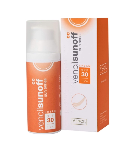 Αντηλιακή CC cream προσώπου SPF30 Vencil Sunoff με χρώμα, ματ όψη και ομοιόμορφο τόνο επιδερμίδας