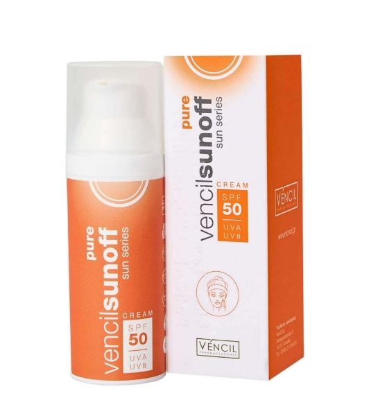 Αντηλιακή κρέμα προσώπου SPF50 Vencil Sunoff Pure Cream με υψηλή προστασία UVA και UVB