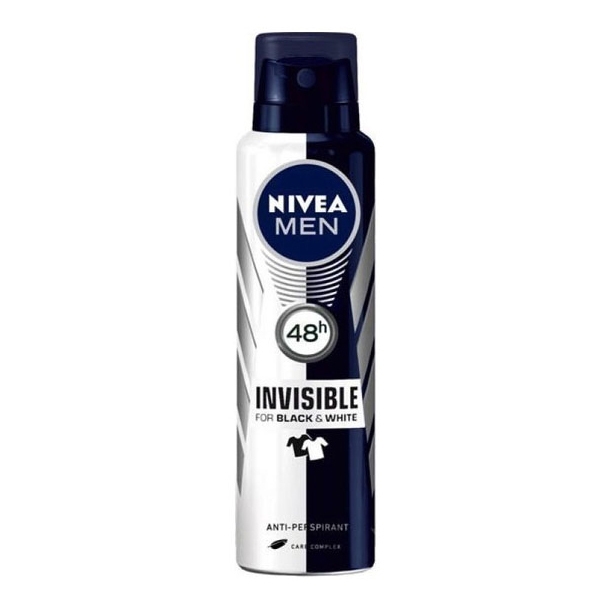 Nivea Men Black & White Invisible ανδρικό αντιιδρωτικό spray 48h κατά των σημαδιών στα ρούχα 150ml