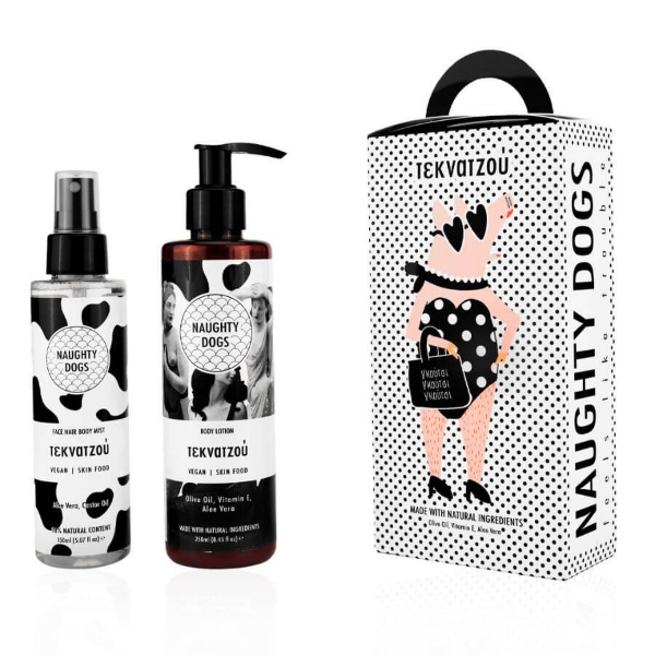 Σετ Body Lotion 250ml και mist προσώπου μαλλιών σώματος Τεκνατζού 150ml της Naughty Dogs