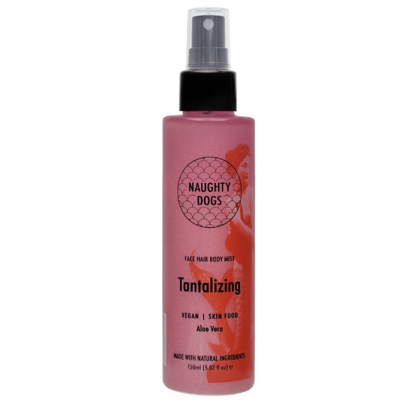 Vegan mist προσώπου μαλλιών και σώματος Pink Shimmer Tantalizing 150ml της Naughty Dogs