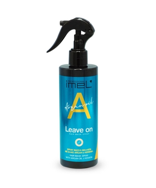 Leave-in spray μαλλιών Imel Argan Oil 300ml με έλαιο argan και κερατίνη για ξηρά και ταλαιπωρημένα μαλλιά
