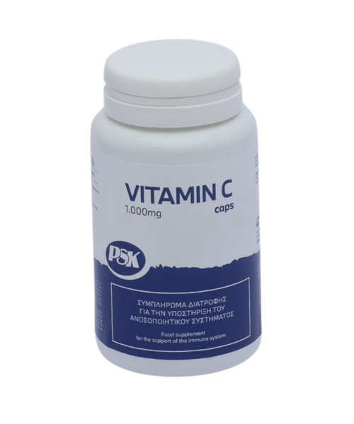 Κάψουλες PSK Vitamin C 1000mg με αλκαλική βιταμίνη C ως ασκορβικό ασβέστιο για ανοσοποιητικό